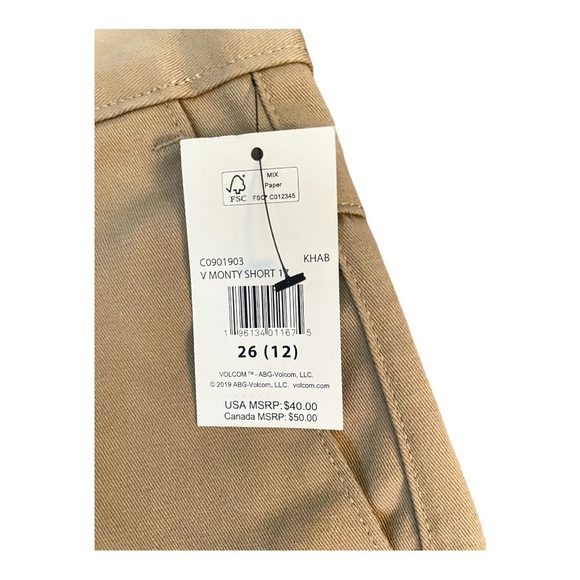 Volcom Men's V Monty Khaki Shorts NWT - Picture 3 of 3